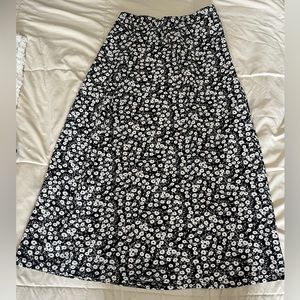 Floral Black and White Maxi Skirt
